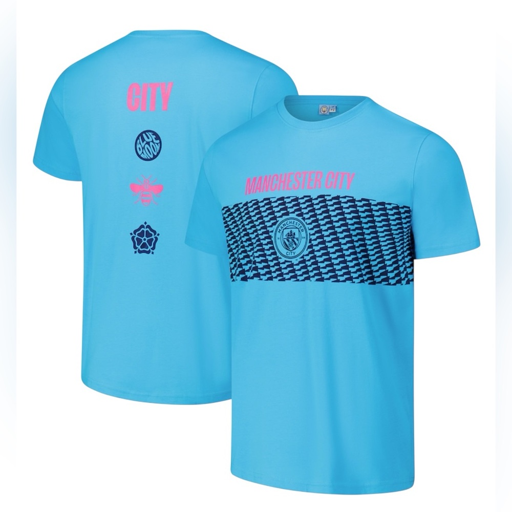 Manchester City inspiration T-Shirt tee heavy relaxed fit sky blue‎ size large
